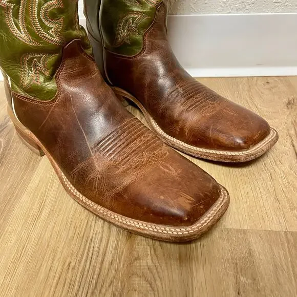 Justin Mens Square Toe Casual Work Boots Brown Green Size 11.5 D - style BR307 - Picture 7 of 14